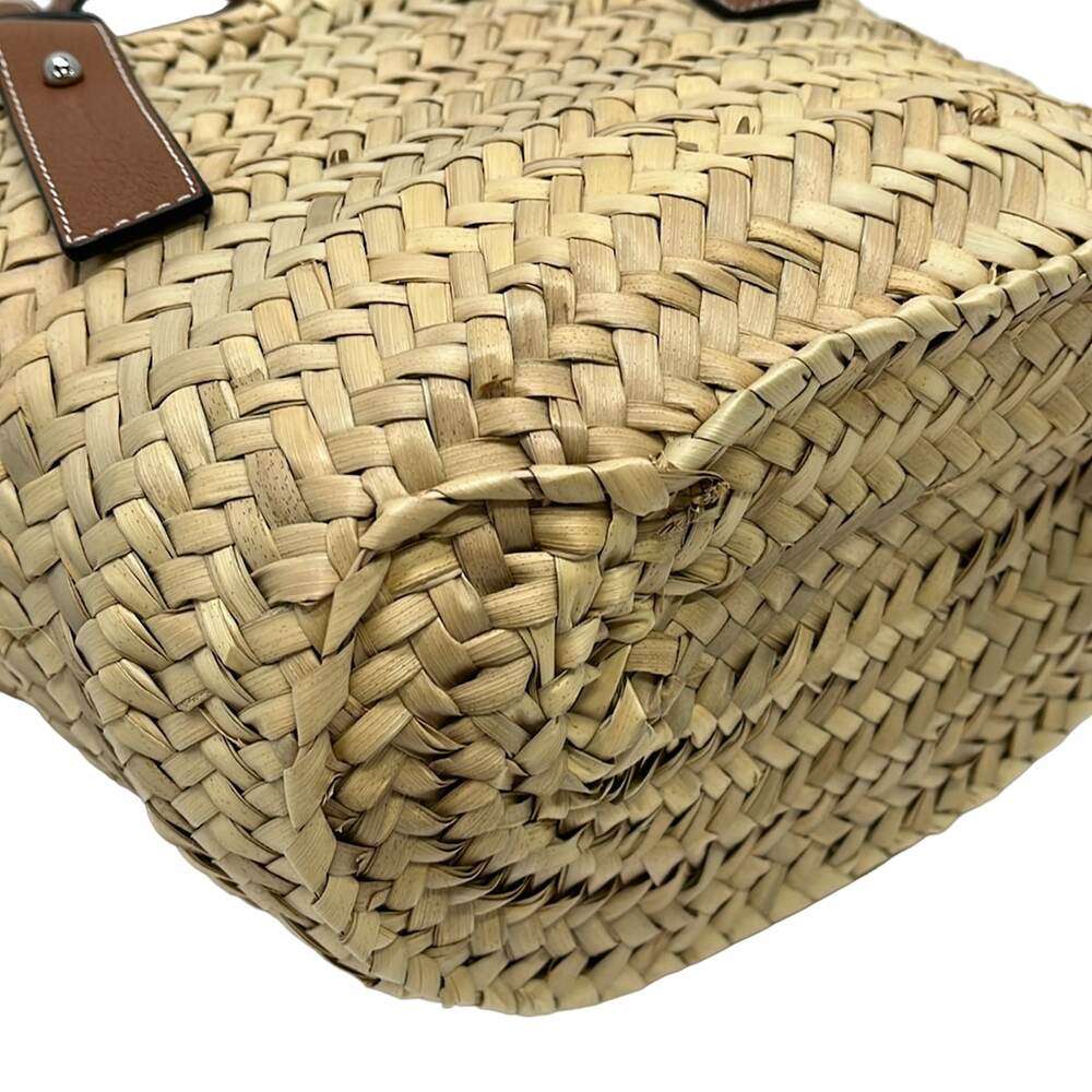 Loewe Basket Tote Bag Beige Dark Brown Straw Leather - Picture 6 of 10
